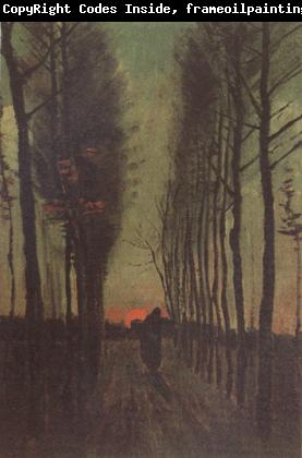 Vincent Van Gogh Avenue of Poplars at Sunset (nn04)